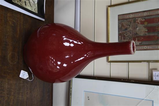 A large Chinese sang de boeuf glazed bottle vase, 54cm